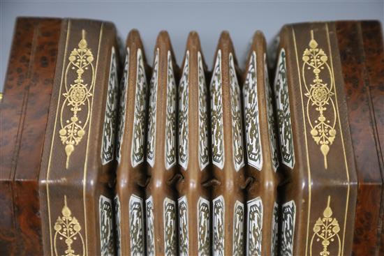 A 19th century Louis Lachenal Presentation cut brass inlaid thuya concertina,